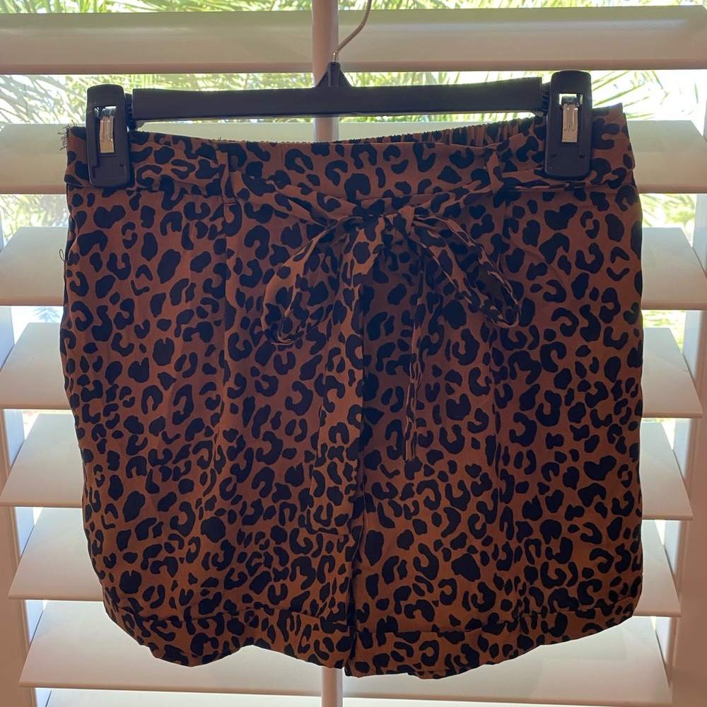 Leopard Print Skirt with Bow Tie